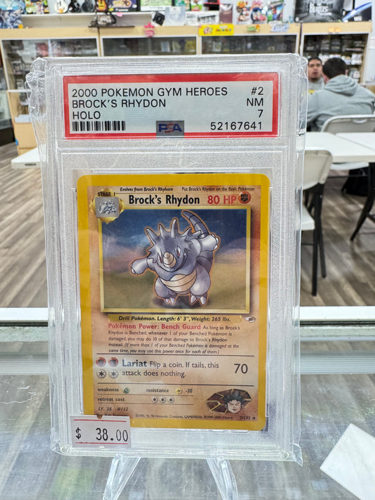 BROCK'S RHYDON - GYM HEROES - ENGLISH - PSA 7